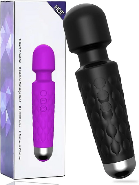 🔋 Handheld Electric Back Massager 💆‍♂️ – 8 Speeds ⚡ | 20 Modes 🔄 – Rechargeable 🔄 & Waterproof 💧 & Quiet 🤫 – Deep Tissue Neck & Back Massager 🖤 (Black)