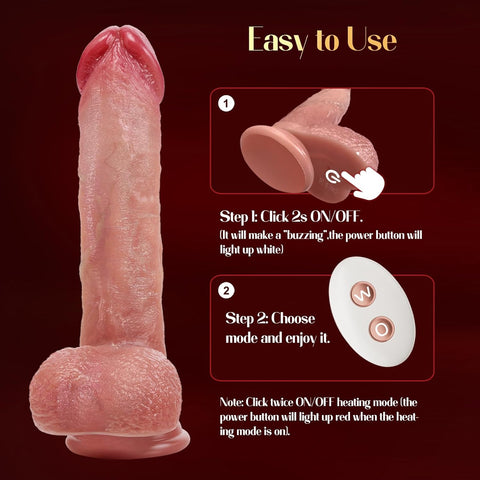 Thrusting Dildo Vibrator, 3 Pulsation Thrusting & 5 Vibration Mode 8.5 Inch Realistic Dildo Penis for Clitoral G Spot Anal Stimulate