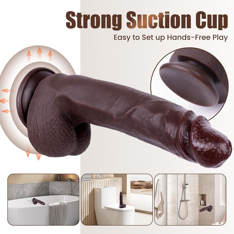 1A DreamyFun 6 to 9 inch Black Dildo G Spot Dildos for Women, Realistic Dildo Anal Stimulator with Strong Suction Cup for Hands-Free Play Soft Silicone  with Lifelike Skin Texture Big Glans