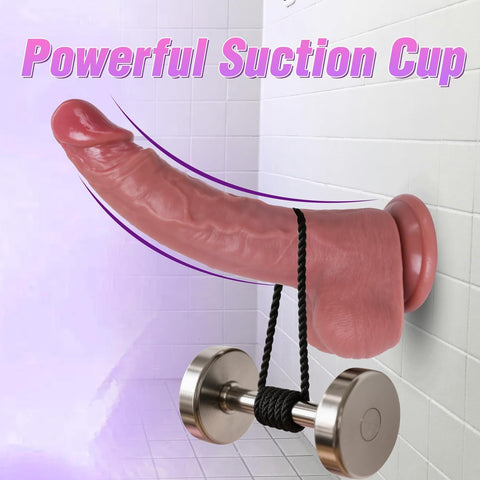 9 Inch Realistic Dildo – Lifelike Veins & Skin Texture, Thick Silicone with Strong Suction Cup, Adult Toy for Men & Women Pleasure