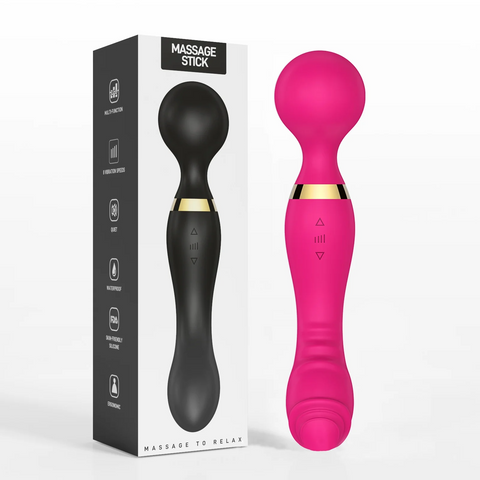 Double-Ended 2-in-1 Wand Vibrator ✨💜 Dual Pleasure & Ultimate Relaxation! 🔥💃